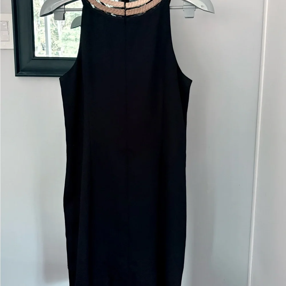 Ann Taylor Black Shift Dress with Metallic Braided Neckline – Size 8P - Picture 4 of 5